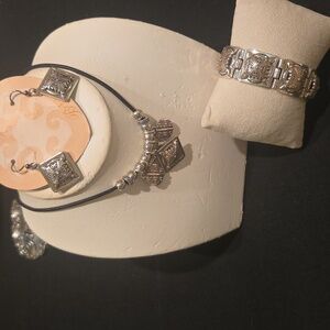 Brighton Silver and Black Necklace Set